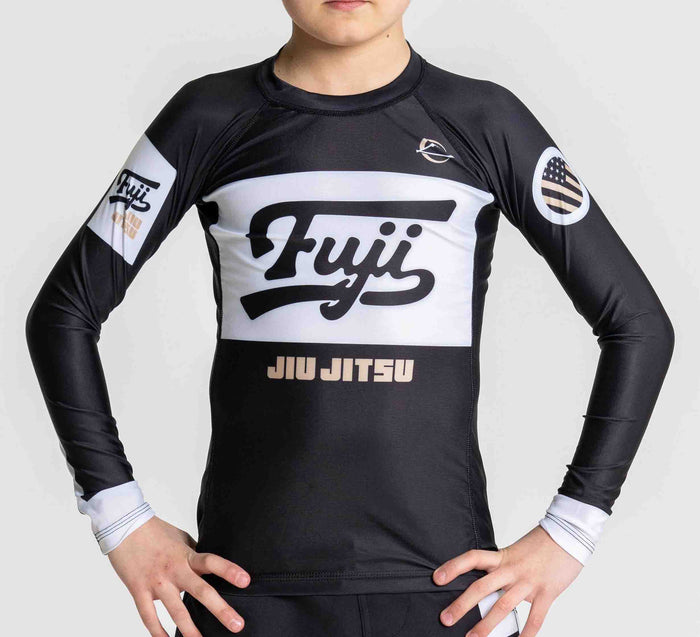 Fuji Kids Jiu Jitsu Script Flex Lite Long Sleeve Rashguard