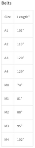 BJJ belt sizes