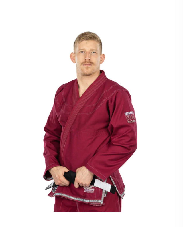 FUJI Suparaito Pearl Weave BJJ Gi - Burgundy - Jitsu Armor