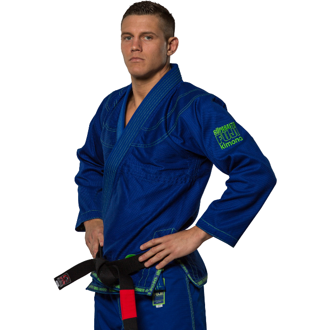 FUJI Suparaito Pearl Weave BJJ Gi - Blue With Green - Jitsu Armor